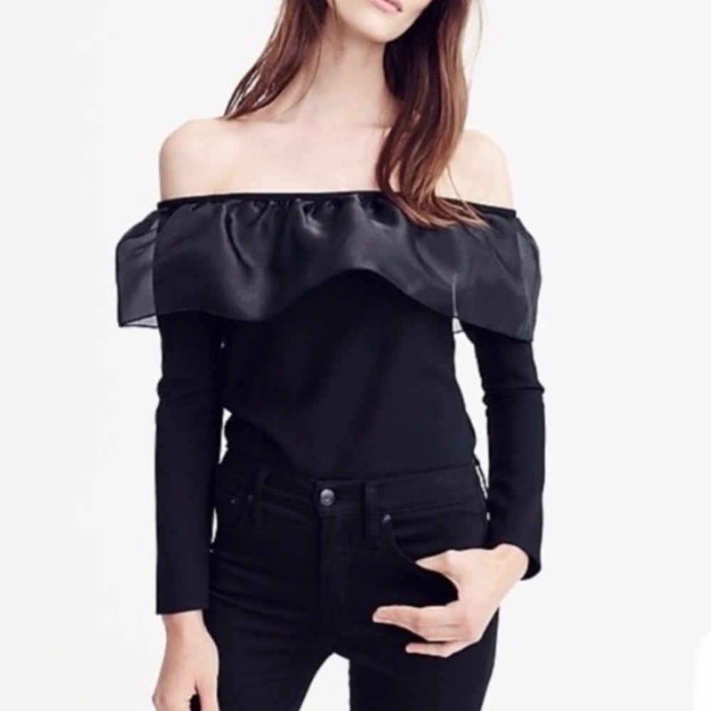 J.Crew Black Organza Off Shoulder top